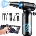 TRANSWARRIOR Electric Air Duster & Vacuum Cleaner 2-in-1, 110000RPM Keyboard Cleaner for PC, No Canned Air - Compressed Air Duster, Blower, Turbo Fan, Battery Powered, Refillable, PC Cleaning Kit