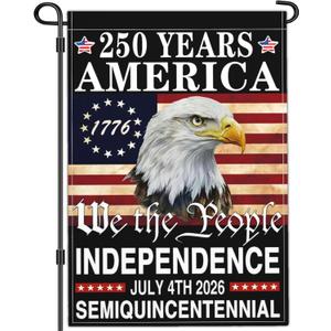 2 x 250 Years American Anniversary Flag 250th Anniversary Usa Flag 4th of July We The People 1776 Patriotic American Garden Flags for Outside 12x18 Inch Double Sided Outdoor Yard Decorations