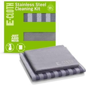 E-Cloth Stainless Steel Microfiber Cleaning Cloth Kit - Stainless Steel Cleaner for Appliances, Oven, Stove, & More - Microfiber Towels for Cars - Reusable Cloths for Cleaning