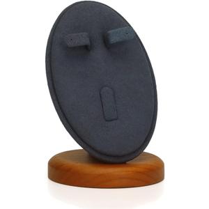 Elegant Jewelry Display Stand Microfiber & Wood Earring, Ring, Necklace Rack, Storage Tray Compact and Stylish Blue Cabinet