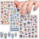 6 x Soccer Nail Art Stickers, 3 Sheets USA Canada Argentina Country Flag Football Nail Decals, Waterproof Self-Adhesive World Cup Sports Nail Decorations for Women Girls Kids Game Day Manicure