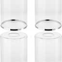 Clear Glass Light Shade with Silver Trim - 1-5/8" Fitter Opening - Replacement for Chandeliers, Wall Sconces, Pendant LightsVanity & Ceiling Lights - Vintage Style Decor (4 Pack)