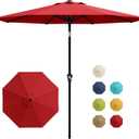 GarveeLife 9FT Umbrella Outdoor Patio, Table Umbrella with Push Button Tilt and Crank, 8 Sturdy Ribs Waterproof UV Protection for Garden, Pool, Deck, Backyard, Market (Red)