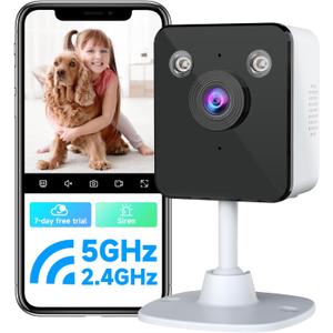 2K Cameras for Home Security Indoor, 2.4 & 5Ghz WiFi Baby & Pet Monitor with App, Night Vision, Motion Detection, Two-Way Audio, Smartphone Control Inside Cameras for House