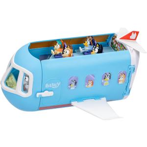 Bluey 3-in-1 Transforming Plane Playset with The Heelers, Plane Transforms to A Resort & Boat, 25+ Sounds & Phrases, 5 Figures - Exclusive Captain Figure