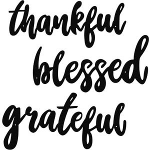 3 Pieces Thankful Grateful Blessed Word Sign Thanksgiving Letter Wall Sign Metal Letter Home Wall Art Decoration Rustic Farmhouse Metal Cutout for Indoor, Outdoor, Living Room and Bedroom (Black)