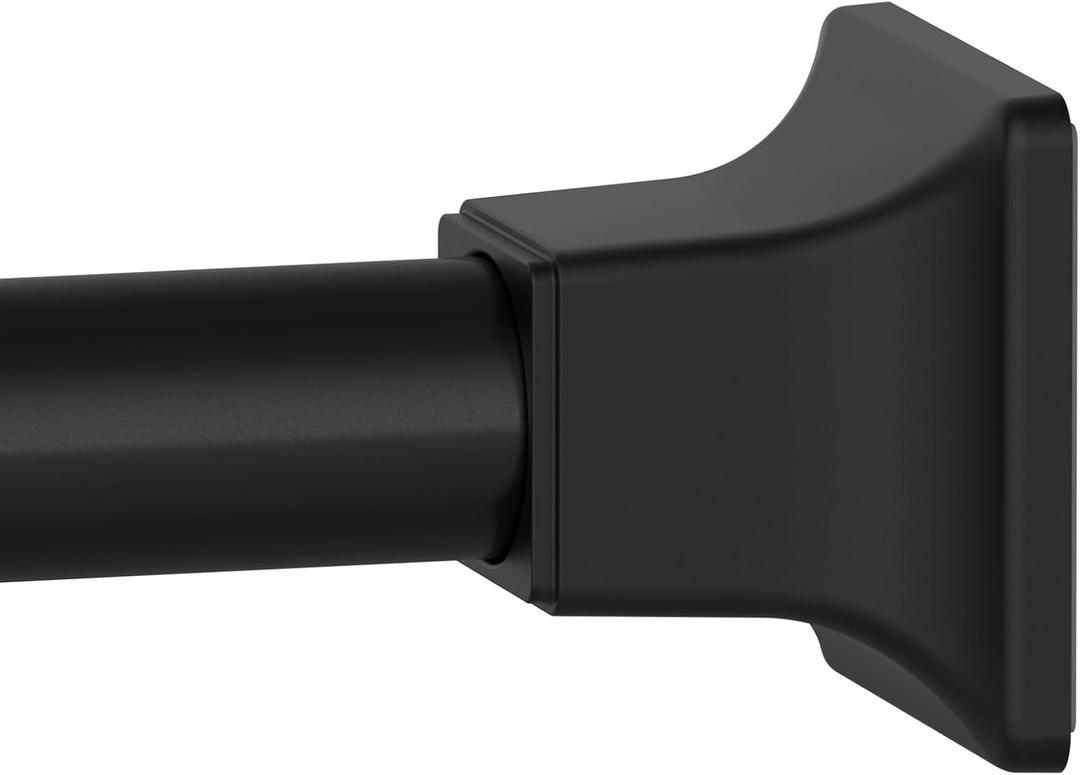 Black Shower Curtain Rod, Adjustable 32-80 Inch Tension Spring Curtain Rod No Drilling for Bathroom Kitchen, No Slip, No Rust