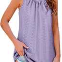 Womens Tank Top,Women Solid Ruffle Tank Tshirt Girls Loose Fit Cute V Neck Summer Workout Sleeveless Yoga Running T Shirts, Purple Sma