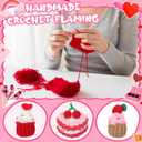 Suncalla 3 Pcs Valentines Day Crochet Gifts for Women Crochet Cupcake Dessert Doll Gift with Pink Box Cards for Valentines, Sis Big Little Sister, Mother's Day, Wedding Decor