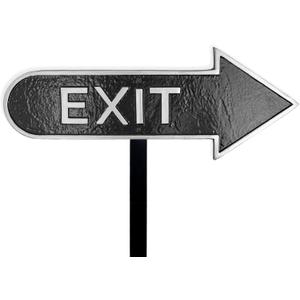 6" x 15.5" Right Arrow Exit Statement Plaque Sign with Lawn Stake - Black/Silver