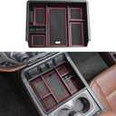 Full Center Console Organizer Compatible with 2014-2018 Sierra 1500 /Silverado 1500 Accessories 2015-2019 Silverado/Sierra 2500 3500HD Compartment Cover Insert Tray Storage, Red