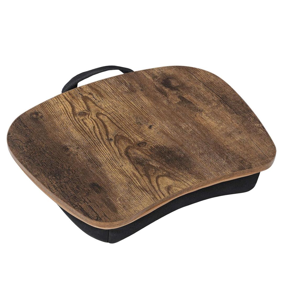 SONGMICS Lap Desk, Bed Tray, Laptop Table with Handle, Cushion, 12.6 x 15.7 x 3.1 Inches, Rustic Brown 