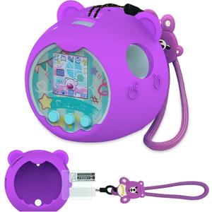 JCHPINE Silicone Cover Case for Punirunes Interactive Digital Toy, Protective Skin Sleeve for Punirunes Digital Pet Toys Squishy Characters Electronic Pets Accessories (Purple Case)