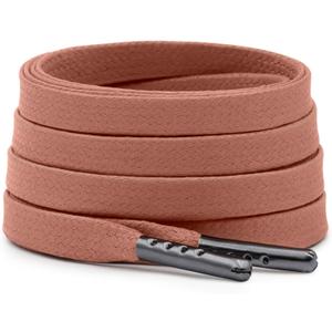 DELELE Flat Waxed Cotton Shoelaces: Wax Shoe Laces for Sneakers Boot 2 Pair (31 inch (80CM), 12 Tan With Deep Gray Metal Tips)