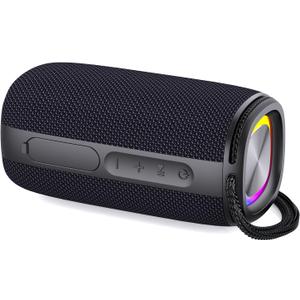 Bluetooth Speaker, Speaker Bluetooth Wireless with Light, BT5.3, IPX6 Waterproof Electronic Gadgets for Home/Party/Outdoor, Birthday Gift (Black)