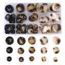 110-Piece Resin Sewing Buttons Set, 4-Hole Round Buttons, 15mm/20mm/25mm, 5 Colors for Blazers and Coats Brown/Black