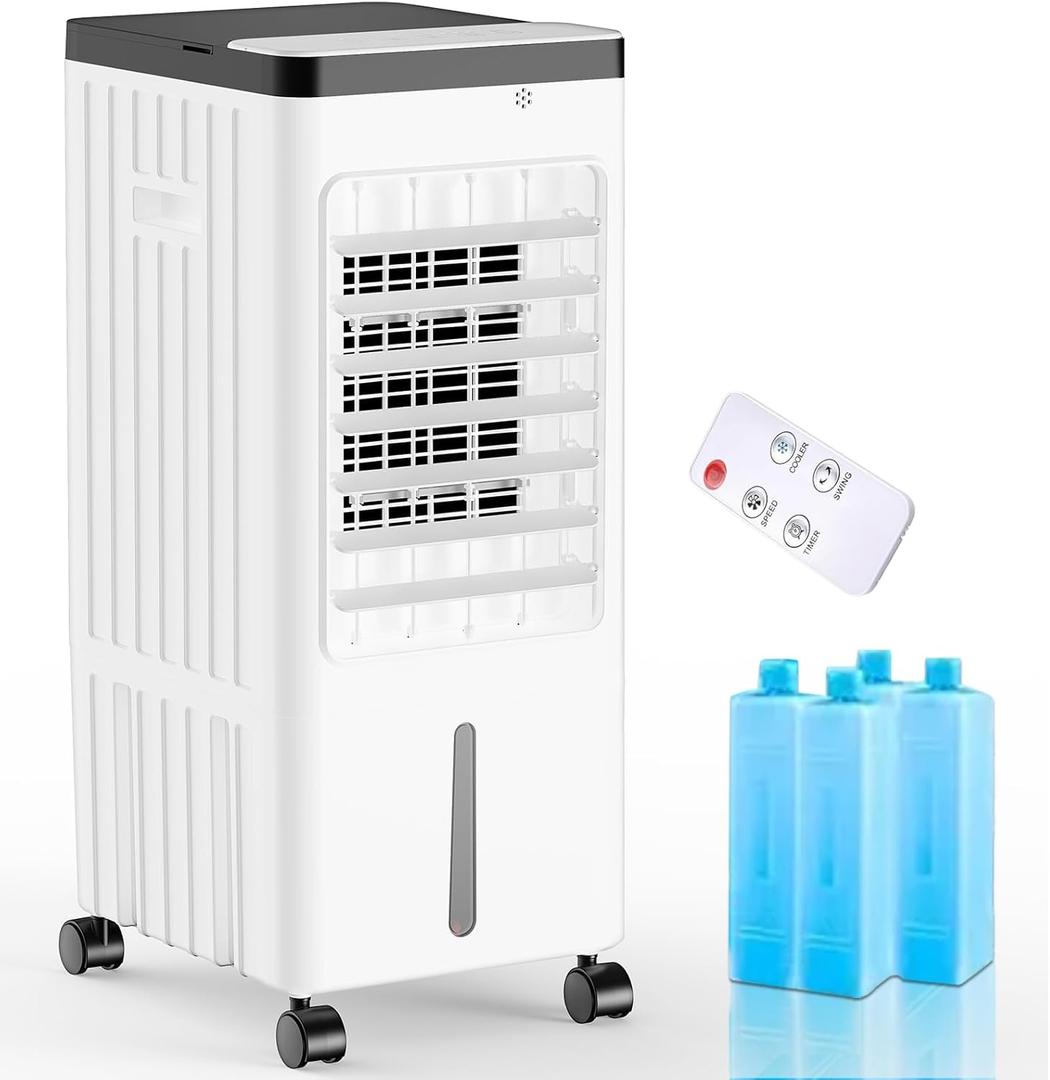 Windowless Portable Air Conditioners, Swamp Cooler with Oscillation, 3.1Gal Evaporative Air Cooler with Remote, 7H Timer, Air Cooler Powerful Wind 3Modes&Speeds for For Room Office (Large)