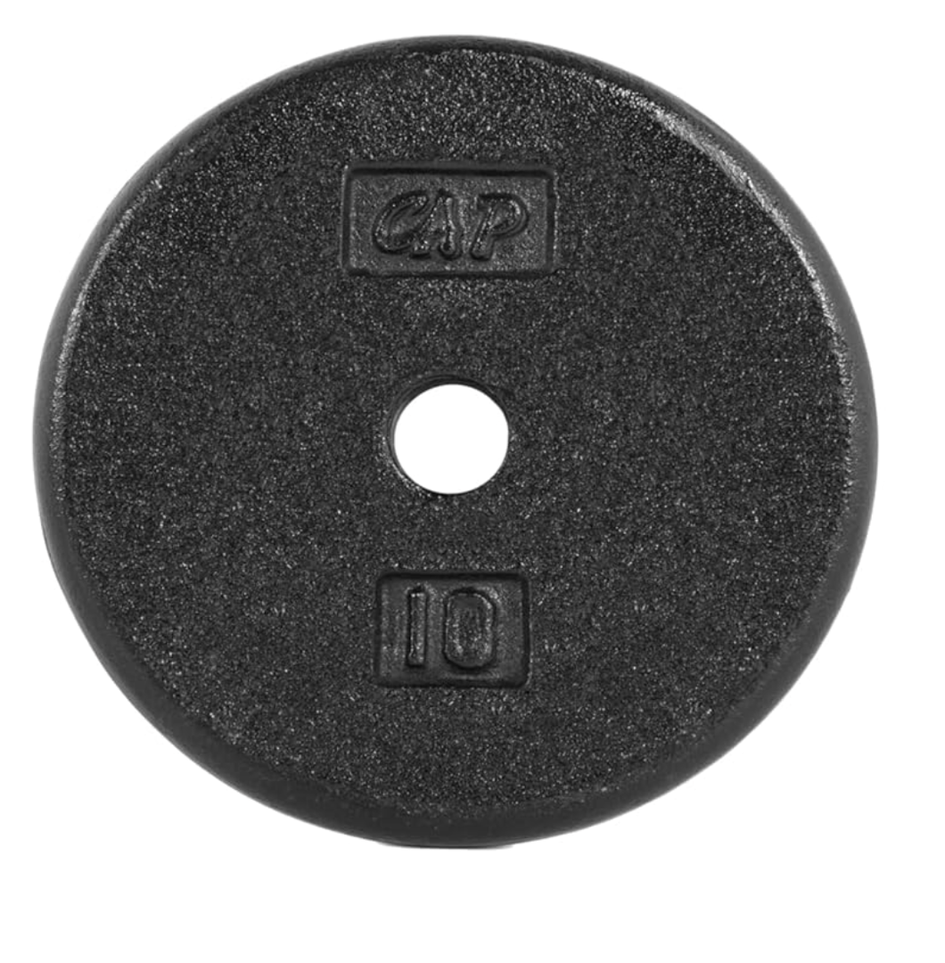 CAP Barbell Cast Iron Standard 1-Inch Weight Plates, Black, 10 Pounds