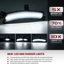 2pcs Yukon LED Side Marker Light Fit 2025 2026 Chevy Tahoe GMC Yukon XL Suburban Front Bumper Fender Sidemarker Lamp Xenon White Escalade ESV Full LED Turn Signal Light Kit Smoke Lens Assembly