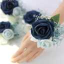 Meldel Navy Blue Wrist Corsage, Set of 6, Homecoming Wrist Flower for Girl/Mother, Perfect for Bride Bridesmaids Wedding Guests Hand Flower, Proms, Party, Ceremony Anniversary
