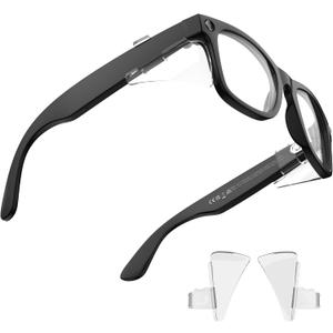 HiBloks Safety Glasses Side Shields for Ray-Ban Meta Wayfarer/Skyler/Headliner (Gen 2) & Oakley Meta HSTN Smart Glasses Accessories, Lightweight, Comfort and Don't Affect Charging (Transparent)