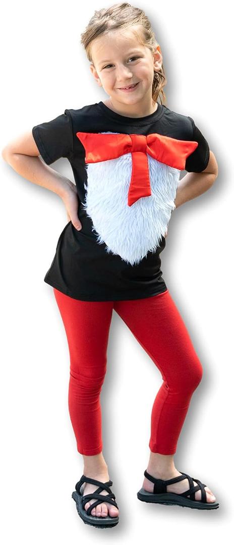 ComfyCamper 3D Furry Shirt with Bow - Costume Cosplay Christmas Mens Womens Unisex Adult Tshirt (6-8 Years, Red)