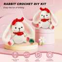 Dapoprren Rabbit Beginners Crochet Kit,Crochet Animal Kit,DIY Knitting Kit Supplies with Yarn, Polyester Fiber,Crochet Hooks,Step-by-Step Instructions Video,Crochet Kit for Beginners