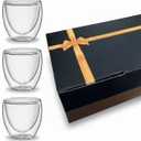 TEEM Double Wall Espresso Cups Set of 6, 2.7oz (80ml) Borosilicate Glass – Insulated Shot Glasses Hot and Cold Drinks, Heat Resistant, Dishwasher & Microwave Safe, Gift Box - Coffee, Tea, Liqueur