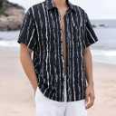 Mens Button Down Short Sleeve Shirt Casual Button Up Dress Shirts for Men Beach Summer Tops with Pocket (XXL)