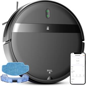 Robot Vacuum and Mop Combo, App/Alexa, Robotic Vacuum With WiFi/Bluetooth, Self-Charging Mopping Robot Vacuum Cleaner, Set Schedule, Tangle-Free Strong Suction Ideal for Pet Hair/Carpet/Hard Floor (Black Light Brown)