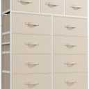 WLIVE Tall Dresser for Bedroom, 11 Drawer Chest of Drawers, Cream White