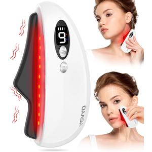 Gua Sha Facial Tool, Electric Black Obsidian Guasha Tool for Face, Chin, Neck, Body, Heated Vibrating Massage Gua Sha Stone for Face Sculpting (Bright White)