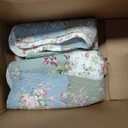 vctops Boho Patchwork Cotton Quilted Bedspread Quilt Set King Size 3 Pieces Soft Reversible Lightweight Coverlet Set Floral Print 1 Quilt and 2 Pillow Shams (Green D,King)
