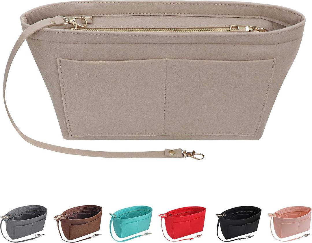 Purse Organizer Insert Felt Purse Insert Bag Organizers Multi Pockets Tote Bag in Bag for Women,Beige-L