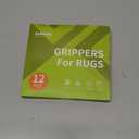 Rabenda 12 Pcs Rug Tape, Non Slip Rug Pads Grippers for Hardwood Floors and Tiles, Reusable Carpet Tape for Area Rugs, Double-Sided Adhesive Rug Stickers Keep Corners Flat (Black)