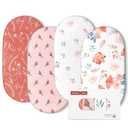 Gllquen Baby Bassinet Sheets 4 Pack, Breathable Cozy Fitted Mattress Sheet, Elastic Travel Crib Fashionable Floral Pattern, Standard Cradle Safe Sheets for Baby Boys Girls 32"x16" (Flower)