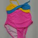 B2prity Women's One Piece Swimsuits Tummy Control Front Cross Bathing Suits Tie Back Slimming V Neck Swimwear (Large, Yellow, Blue, Pink)