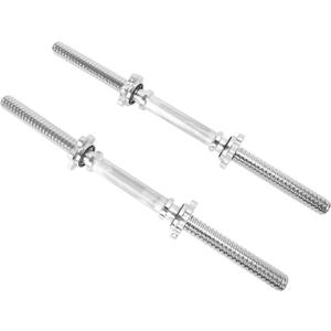 Threaded Dumbbell Rubber/Chrome Handles 1 Inch Pair, Adjustable Dumbbell Bar Handles, Fits Standard Weight Plates with 1 Diameter, for Gym Workouts, Exercise, Weightlifting, Sold in Pair