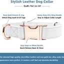 Soft Leather Dog Collar and Leash (6.6') Set - Stylish Rose Gold Heavy Duty Metal Buckle, 4 Adjustable Lengths Leash for Small Medium Large Dogs - Comfortable & Easy to Clean White L(15.4"-24.8")