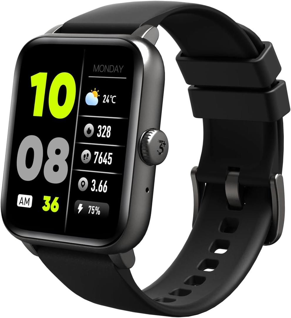 3Plus Vibe Fit Smart Watch with 1.83" Full Touch Display/Answer & Make Calls/Sleep Monitoring/Heart Rate/IP68 Waterproof/50+ Workout Modes/Quick Reply/iOS and Android