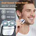All-Metal Mini Electric Shaver for Men  Portable Travel Razor with Mirror Cap, Smooth & Close Shave, LED Display, USB-C Fast Charge, Wet/Dry Waterproof  RX40 Silver