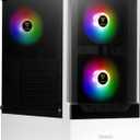 GAMDIAS White RGB Gaming ATX Mid Tower Computer PC Case with Side Tempered Glass Panel and a Magnetic Dust Filter & 3 Built-in 120mm ARGB Fans