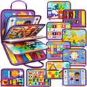 Clever Fox Montessori Busy Board for Toddlers  20+ Learning Activities Baby Book  Sensory Fine Motor Toys for Kids 2, 3 Year Old Boy & Girl  Sensory Learning Board for Travel, Plane, Gifts (Purple)