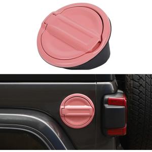 for JL Fuel Filler Door Gas Tank Cap Cover Fit for 2018-2025 Jeep Wrangler JL & Unlimited Sport Rubicon Sahara 2/4 Door, Aluminum Fuel Door Exterior Accessories(Pink)