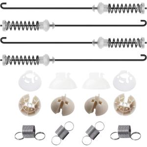 [UPGRADE]W10780048 Washing Machine Suspension Rods(4 Packs)+W10400895 Suspension Springs(4 Packs),Washer Suspension Rod Assembly Compatible with Whirlpool Kenmore Amana Maytag WTW4800XQ2 WTW4800XQ4
