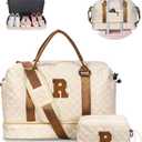 Kids Duffle Bag-Dance Bag Duffle Bag, Personalized Weekender Bag with Shoulder Strap, Monogram Overnight Bag for Women Wet Pocket, Letter Travel Bag with Makeup Bag Gifts for Niece (Letter R)