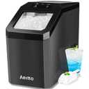Nugget Ice Maker Countertop, Self-Cleaning with Stainless Steel Housing Ice Machine for Home Office and Party, Black