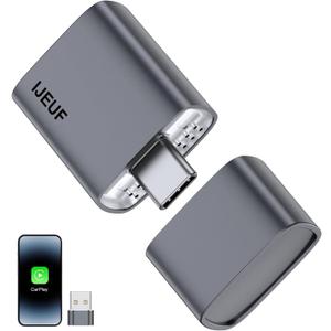 IJEUF Wireless CarPlay Adapter for iPhone, Converts Factory Wired Apple CarPlay to Wireless, Mini USB/USBC CarPlay Dongle, Fast Auto Reconnect for iOS 10+ Cars with OEM Wired CarPlay