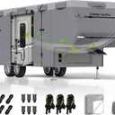 Umbrauto 5th Wheel RV Cover Fits 40-44ft Travel Trailer Motorhome, Extra-Thick Windproof Camper Cover with 6 Gutter Cover Adhesive Repair Patches, Ladder Cover