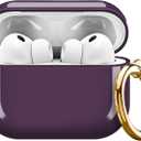 AirPod Pro 3 (2025) Case Cover for Women, Cute Shockproof Protective Case with Gold Round Buckle, Anti-Drop Design Compatible with Apple AirPods Pro 3rd Generation (USB-C Cable) Purple